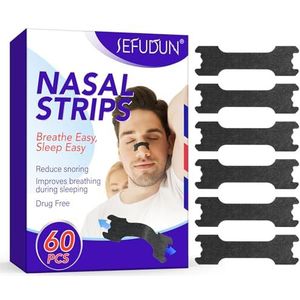 Extra sterkte neusstrips voor snurkverlichting, 60 ct, neusstrips voor ademhaling en verbeterde slaap, neusdilatatoren voor mannen en vrouwen, dag- en nachtgebruik, anti-snurken