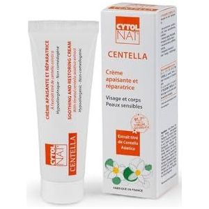 CYTOLNAT - Centella verzachtende en herstellende crème - Hydrateert, herstelt, verzacht, vermindert roodheid en irritatie - Gevoelige en kwetsbare Huid - Gezicht en lichaam - Natuurlijke Formule-50 ml