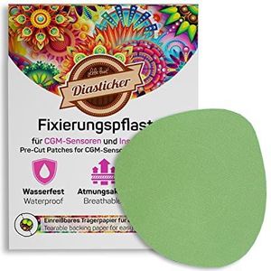 Diasticker® | Overpatch XL fixeerpleister 8,5 cm (10 stuks, groen) - Freestyle Libre 2, Dexcom G6, Guardian, katheter | waterdicht - ademend - sterke grip | patch, fixatie, tape, pleister
