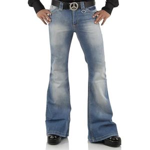 Comycom Heren jeans met omslag verwassen Star Blue lichtblauw 72 - Jeans wijd broek in jaren '70 vintage look, lichtblauw, 28W / 32L
