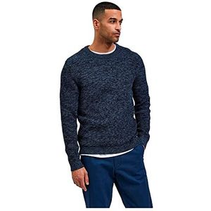 SELECTED HOMME Heren Slhvince Ls Knit Bubble Crew Neck W Noos Pullover, Dark Sapphire/Detail: twisted W. Blue Mirage, L