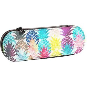 BONDIJ Gouden Plant Bladeren Gedrukt Lederen Potlood Pouch, Grote Capaciteit Pen Zakken Leuke Etui Cosmetische Organizer Tas met Rits, schilderen, Eén maat, Munten Pouch