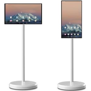 FXNFXLA 21,5-inch 1080P draagbare tv op wielen touchscreen-monitor, ingebouwde batterij, volledige draairotatie, Android12, vernieuwingsfrequentie van 60 Hz