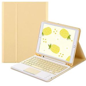 QYiD toetsenbordCase 9.7 voor iPad 2018 (6e Gen) - 2017 (5e Gen) - iPad Pro 9.7 - iPad Air 2 & 1, 7 kleuren achtergrondverlichting hoes met Touchpad afneembaar Keyboard, met pencilhouder, Geel