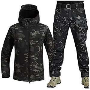 Skipakken voor mannen, Heren Ski Suit Winter Waterdicht Winddicht Hooded Sneeuwjas en Broek, Outdoor Sport Snowsuits, voor skiën, en andere Winter Outdoor Skiactiviteiten (Color : Black camouflage,