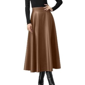 JJDSL - PU-lederen Rok - Hoge Taille - Lange Potloodrok - Casual - Geschikt voor Herfst en Winter