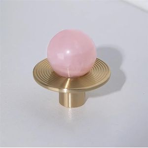 KGUDINZI Luxe natuursteen messing knop kast knop dressoir knop lade handvat elegante meubels hardware energie kristal 1 stuk (kleur: roze)