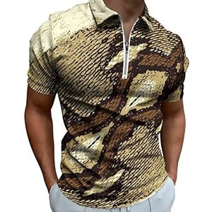 Snake Skin Streep Patroon Heren Poloshirt met Rits T-shirts Casual Korte Mouw Golf Top Classic Fit Tennis Tee