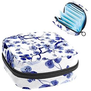 Periode Pouch Draagbare Tampon Opbergtas,Tampon Houder voor Portemonnee Vrouwelijke Product Organizer,Chinese Pruim Bloemen, Meerkleurig, 4.7x6.6x6.6 in/12x17x17 cm