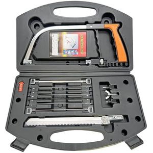 NestNook 13-in-1 multifunctionele ijzerzaagset, extra stalen zaagbladen, handijzerzaag met draagtas voor het zagen van hout, metaal, kunststof, PVC-buis, rubber, tegels, keramiek