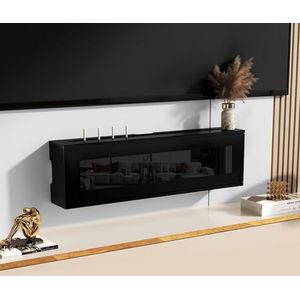 XCLOOZGL Houten Wifi-Router Opbergdoos Verbergkast Plank Decoratieve Routerverstopper Kast Voor Kabelmodem Internetuitlaat Afdekking Opbergkast Wandgemonteerd Massief Hout,Blackb,70X11X21cm