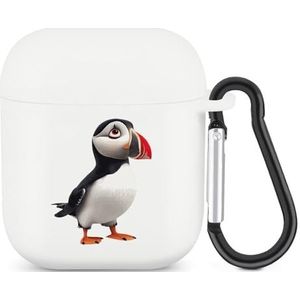 Puff-in-birds Leuke Case voor AirPods 2&1 Schokbestendige Beschermende Hoofdtelefoon Gevallen Cover Met Sleutelhanger Voor Mannen Vrouwen