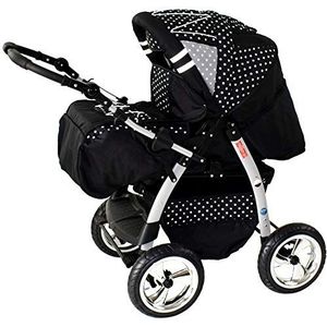 Kinderwagen met autostoel Isofix alles in een 3-in-1 combikinderwagen King by ChillyKids Cosmic Black & Snowflakes 4-in-1 met Isofix