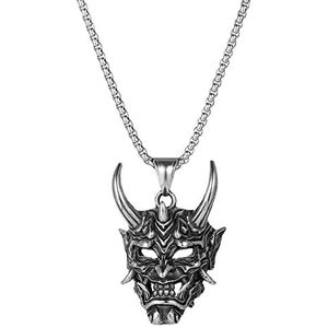 Vikings Sieraden Rvs Satanic Demon Mannen Ketting Gouden Hoorn Prajña Ketting mannen Ghost Masker Hanger Gift