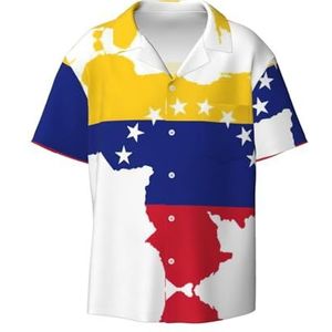 YJxoZH Venezuela Vlag Print Heren Jurk Shirts Casual Button Down Korte Mouw Zomer Strand Shirt Vakantie Shirts, Zwart, XL