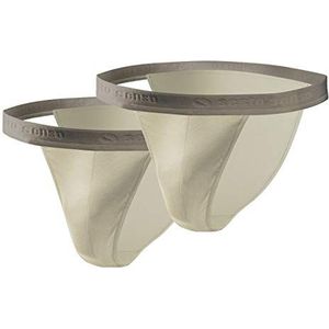 sesto senso Slip heren tanga katoen 1-2-delige set van 4 sexy onderbroeken basic ondergoed voor heren, Verpakking van 2 - licht beige, L