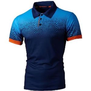 LQHYDMS T-shirts Mannen Mannen Shirt Tennis Shirt Dot Grafische Plus Size Print Korte Mouw Dagelijkse Tops Basic Streetwear Golf Shirt Kraag Business, Nablue Geel B, XXL
