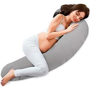 Totsy Baby Zijslaapkussen, 190 cm, plat zwangerschapskussen, ideaal voor rust en welzijn van aanstaande moeders, C-vorm, Oeko-Tex