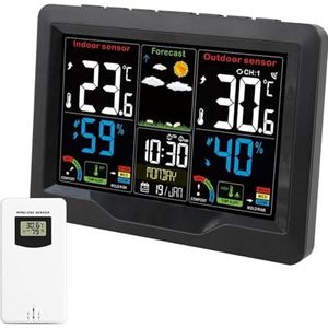 Weerstation Thermometer Vochtigheidsvoorspelling Meeldauw Wekker Draadloos Bureau Tafel Tool 3 met buitensensoren,Nauwkeurig voorspellen(Sensor 1)