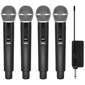Draadloze Microfoon, Draadloze Microfoon 4 Kanalen Handheld Oplaadbaar Gemakkelijk Gebruik Outdoor Met Koffer (Batterij Niet Inbegrepen(6.35 Receiver)