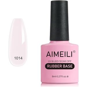 AIMEILI 5 in 1 Rubber Base Gel Gellak Base Coat, Soak Off Builder Gel voor UV LED Nagel Versteviging Rubberbase voor Nail Enhancers Nail Rhinestones Lijm - 8ml(1014)