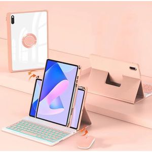 JZCZMCE Toetsenbordhoes voor HUAWEI Matepad 11 inch 2023/2021, 720° rotatie, 7 kleuren achtergrondverlichting, ingebouwde potloodhouder, magnetisch afneembaar draadloos toetsenbord met Bluetooth-muis,