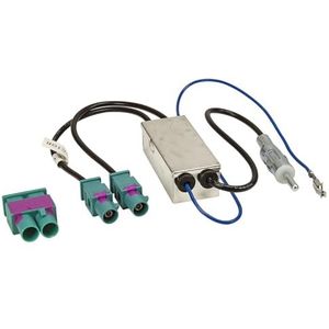 tomzz Audio 1503-009 Dubbele Fakra diversiteit antenne-adapter met fantoomvoeding compatibel met Audi Seat Skoda VW Citroen Peugeot Opel naar DIN