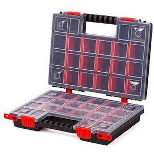 Mivos Dubbelzijdige assortimentskast, 344 x 249 x 100 mm, 2-zijdige accessoirebox en kleine onderdelen, schroefbox met 40 verstelbare vakken, sorteerdoos voor