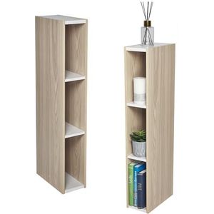 Iris Ohyama, Boekenkast met 2 opbergplanken, Set van 2 bijzetmeubels, Design, Modulair, Kantoor, Slaapkamer, Woonkamer - UB-6030 - Lichtbruin