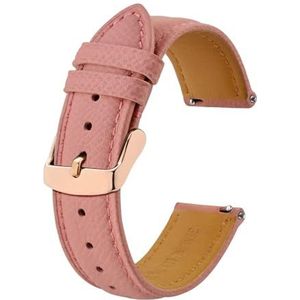 Jeniko Horlogebanden Quick Release 18mm 20mm 22mm Textuur Lederen Horlogeband For Mannen Vrouwen Roze Horlogeband Rose Gouden Gesp (Color : Pink-Rose Gold, Size : 22mm)