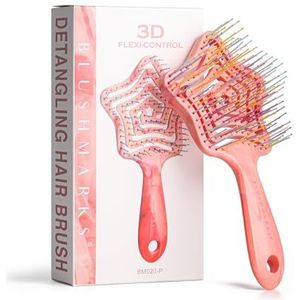 BLUSHMARKS Detangling Wet Hair Brush voor krullend of steil haar, geventileerde ontklitter haarborstel met dubbellaagse ultra en zachte nylon borstelharen voor nat of droog haar, cadeau voor vrouwen