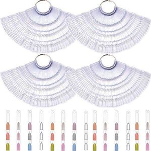 600 stuks nagelstalen nageldisplay valse nep nail art tips kleur staal sticks gel polish salon displays praktijkgereedschap met metalen display ring (600 tips)