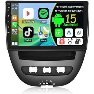 Draadloze Autoradio Android 15 voor Toyota Aygo/Peugeot 107/Citroen C1 2004-2014 met draadloze carplay en Android Auto Bluetooth USB Wifi 4G GPS Navigatie(S-3(4G+32G))