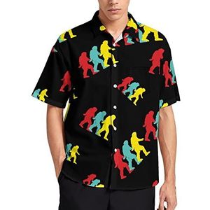 Vintage Bigfoot silhouet Hawaiiaanse shirt voor mannen zomer strand casual korte mouw button down shirts met zak
