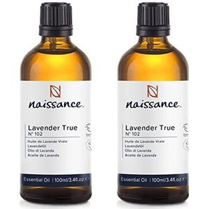 Naissance Essentiële Olie Van Echte Lavendel (nr. 102) 200 ml (2 x 100 ml) - Natuurlijk, Wreedheidvrij, Veganistisch, Steam Gedestilleerd en Onverdund – Aromatherapie, Diffusors en Massagemischungen