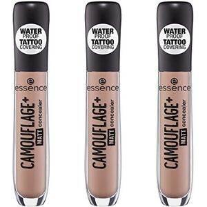 Essence CAMOUFLAGE+ MAT concealer, afdekstift, tattoo cover, nr. 30 light honey, nude, matterend, mat, olievrij, waterbestendig, zonder alcohol, verpakking van 3 (3 x 5 ml)