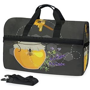 Zwarte Honeybee Sport Zwemmen Gym Tas met Schoenen Compartiment Weekender Duffel Reistassen Handtas voor Vrouwen Meisjes Mannen