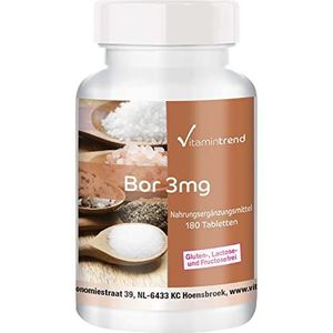 Borium (Boron) 3mg - 180 veganistische tabletten - Natriumtetraboraat - Hoge dosering - Gemaakt in Duitsland - ! VOOR 6 MAANDEN ! | Vitamintrend®