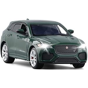 Schaal afgewerkte modelauto 1:32 for Jaguar F-PACE Auto Legering Sportwagen Model Diecast Sound Light Pull BackSuper Racing SUV Speelgoed Miniatuurreplica-auto(Green)