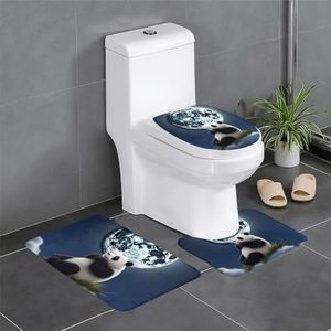 GeRRiT Panda en maan gedrukt 3 stuk badkamer tapijten set badkamer matten