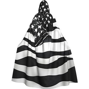 SSIMOO Zwart-wit Amerikaanse vlag unisex mantel-boeiende vampiercape voor Halloween - een must-have feestkleding voor mannen en vrouwen