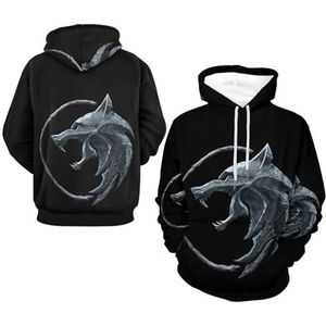 Nordic Viking Art Sweatshirt, Lente Herfst Nieuwigheid Buitensport Pullover, Losse Hiphop-hoodies met Ronde Hals(Viking wolf,4XL)