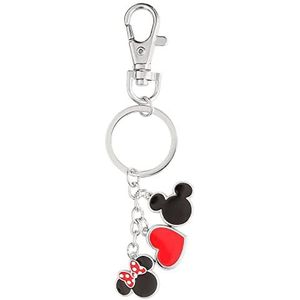 Disney Mickey & Minnie Mouse Zilver, Zwart & Rood Sleutelhanger GH00046RL.PS, Zwart, Rood & Zilver, Eén maat