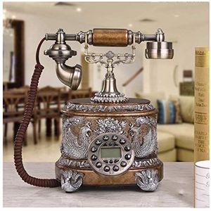 Telefoon Pauw Gesneden Stijl Europese Stijl Woonkamer Nummerherkenning Handsfree Bellen Telefoon Retro Vaste Slaapkamer Doek Touw Decoratie Tijd Kalenderweergave