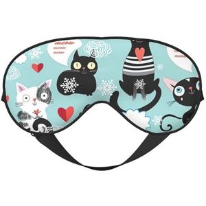 Zwart-wit Katten Print Veelzijdige Oogmasker Volledige Dekking Slaap Aid Lichtgewicht Ademend Reizen Camping