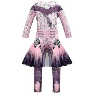 Foanja Audrey Kostuum Vrouw Meisje Cosplay Nageslacht Draak Audrey Outfit Jumpsuit met Rokzoom en Pruiken voor Volwassen Kinderen Halloween Carnaval Feest Fancy Dress Ball Costume