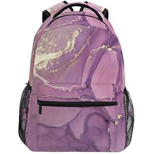 Glitter Artistieke Marmer Gouden Boekentas School Student Rugzak Voor Reizen Tiener Meisjes Jongens Kid, Patroon, M