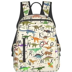 EdWal Magic Galaxy Sky Paars Print Lichtgewicht Mode Casual Rugzak College Bag, Voor Outdoor Reizen Zakelijk Werk, Stijlvolle leren alfabetten met dinosaurussen, Eén maat