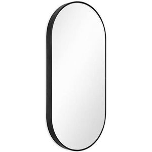 Spiegel Ovaal Zwart met Metalen Frame 40x80 cm | Deco-wandspiegel | Ovale Spiegel | Ronde Spiegel