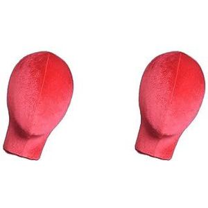 2 Set van Mannequin Mannequin Hoofd Model Pruiken Bril Hoeden Display Stand Rood